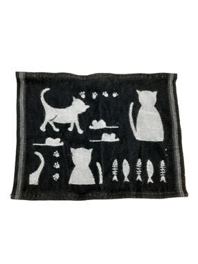 Ekelund Master Weavers Cat Cotton Bamboo Napkin Tapestry Wall Decor Black